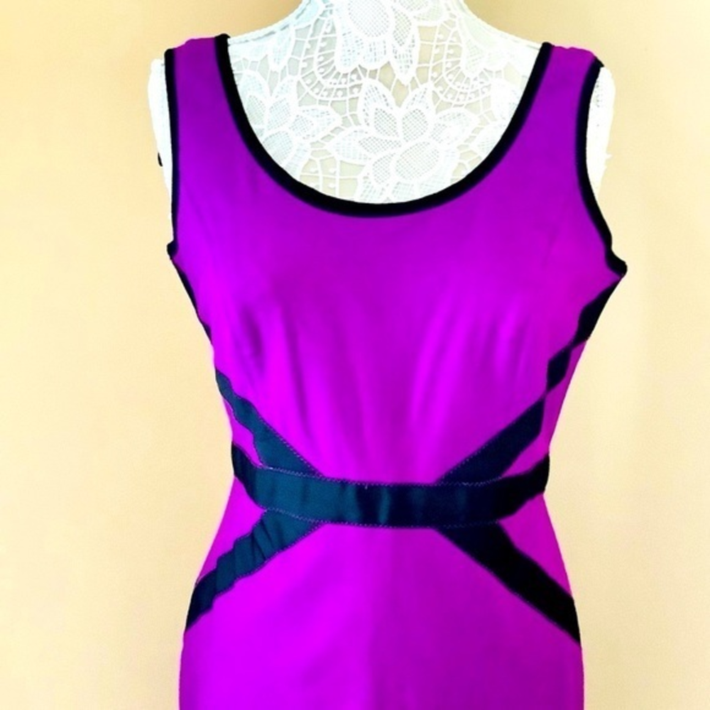 Worthington purple and black dress mid‎ dress